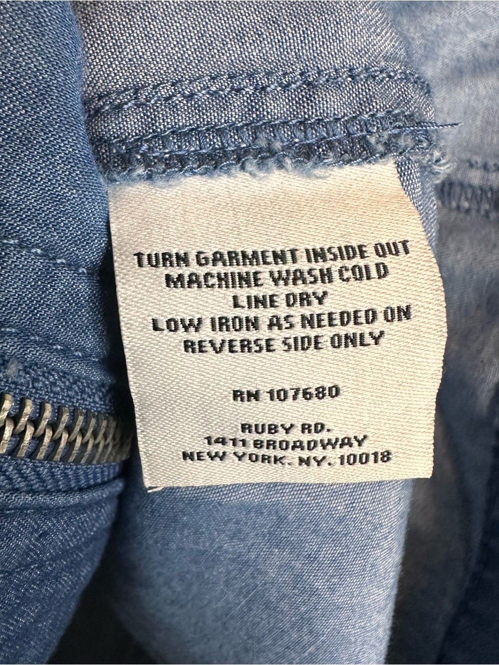 Ruby Rd. Indigo Blue Zip-Front Drawstring Lightweight Jean Jacket - Picture 6 of 7